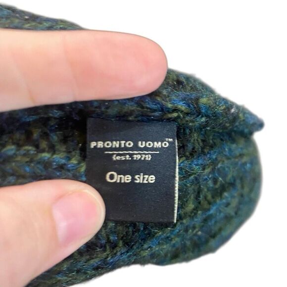Pronto uomo wool blend winter hat green blue - Picture 2 of 4